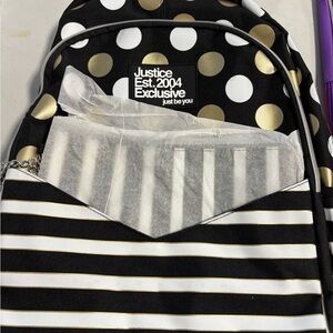 Justice Gold Dot and Stripe Backpack (new)